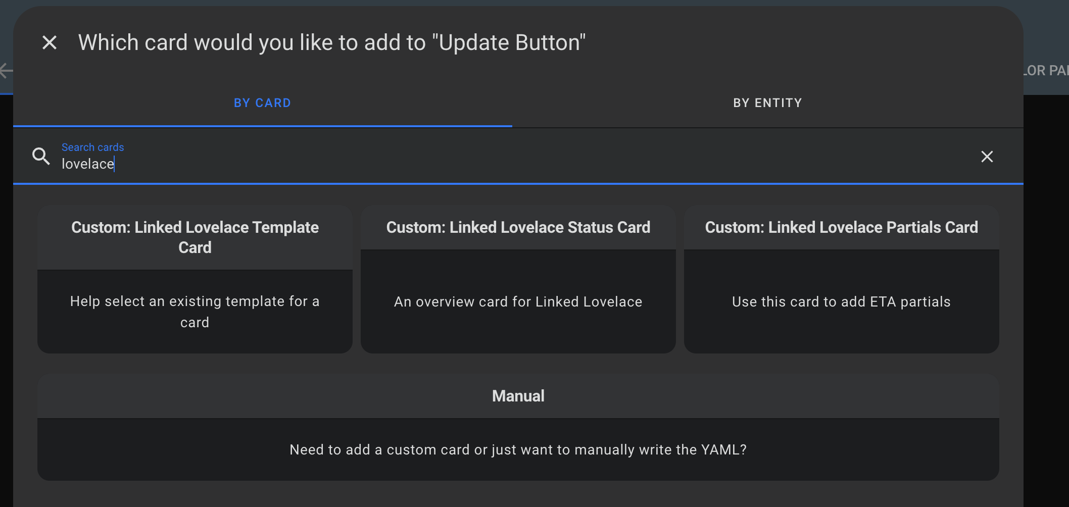 Linked Lovelace Add Cards