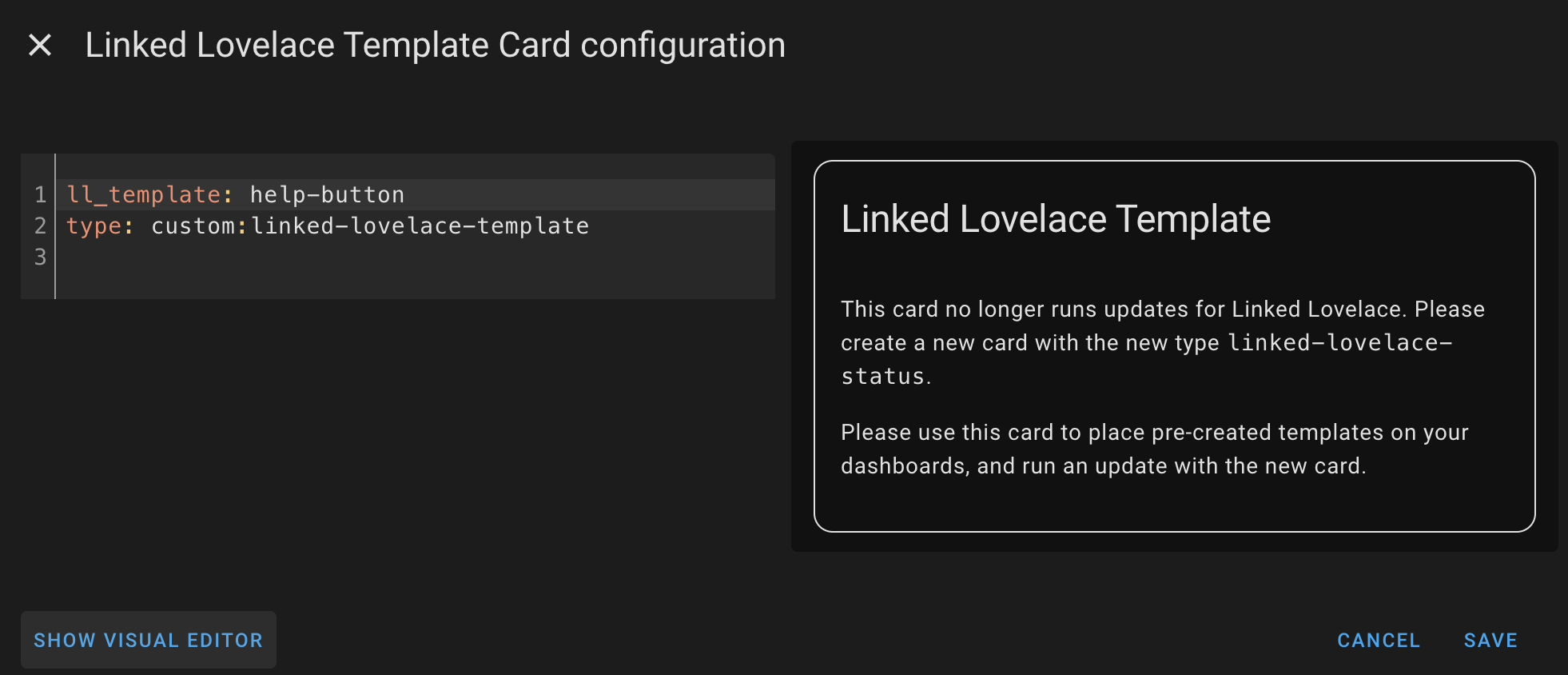 Linked Lovelace Template Card Code